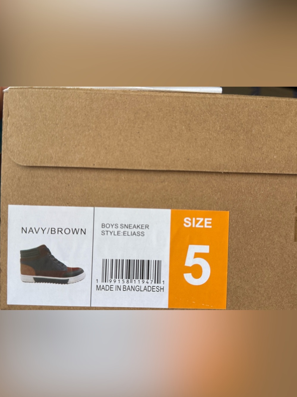 Brand New In Box Steve Madden Eliass Boys High Top Sneakers Size 5 Navy Brown - Picture 4 of 9